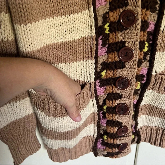 Anthropologie Sparrow Beige Striped Cardigan Size Small - Picture 6 of 10
